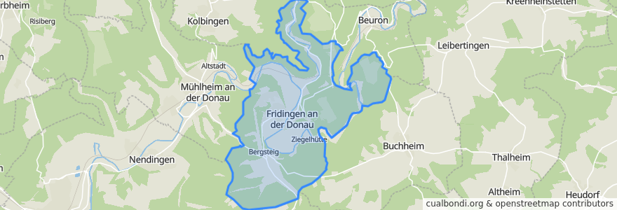 Mapa de ubicacion de Fridingen an der Donau.