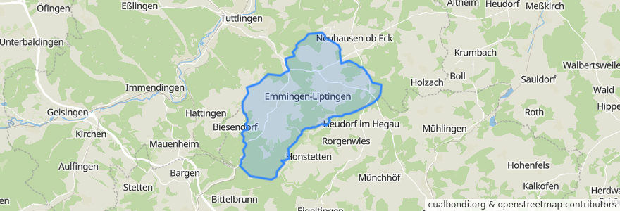 Mapa de ubicacion de Emmingen-Liptingen.