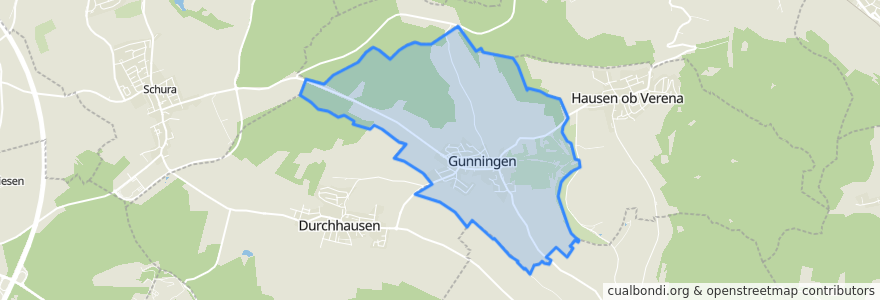 Mapa de ubicacion de Gunningen.