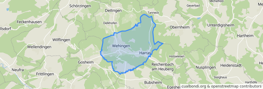 Mapa de ubicacion de Wehingen.