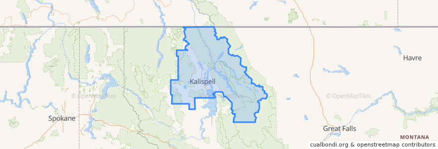 Mapa de ubicacion de Flathead County.