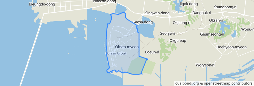 Mapa de ubicacion de 옥서면.