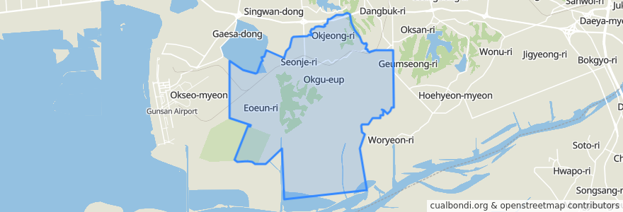 Mapa de ubicacion de 옥구읍.