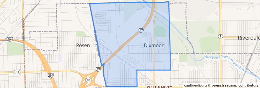 Mapa de ubicacion de Dixmoor.