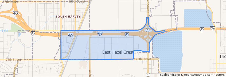 Mapa de ubicacion de East Hazel Crest.