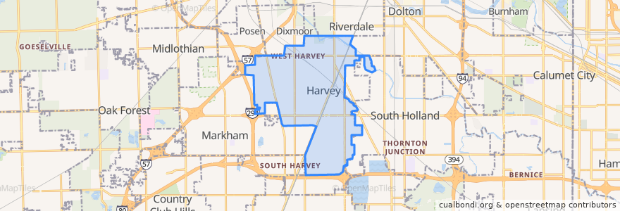 Mapa de ubicacion de Harvey.