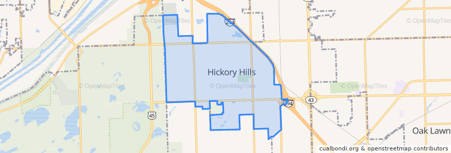 Mapa de ubicacion de Hickory Hills.