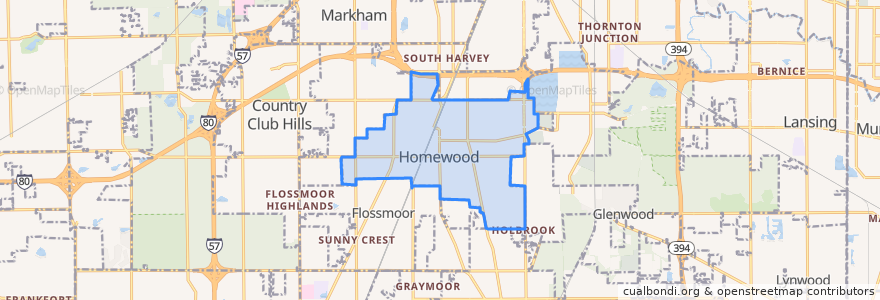 Mapa de ubicacion de Homewood.