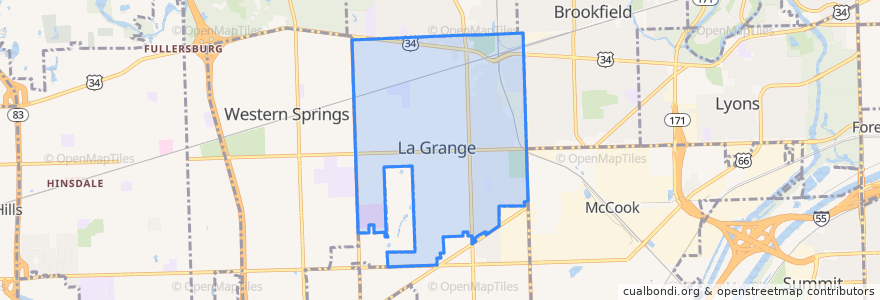 Mapa de ubicacion de La Grange.