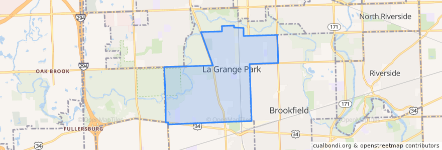 Mapa de ubicacion de La Grange Park.