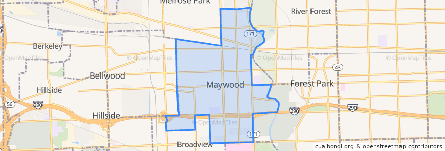 Mapa de ubicacion de Maywood.