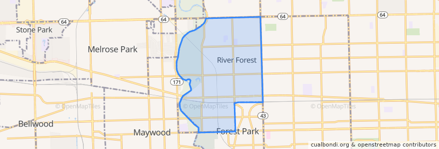 Mapa de ubicacion de River Forest.