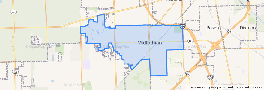 Mapa de ubicacion de Midlothian.