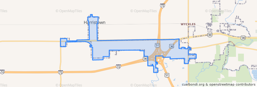 Mapa de ubicacion de Harristown.