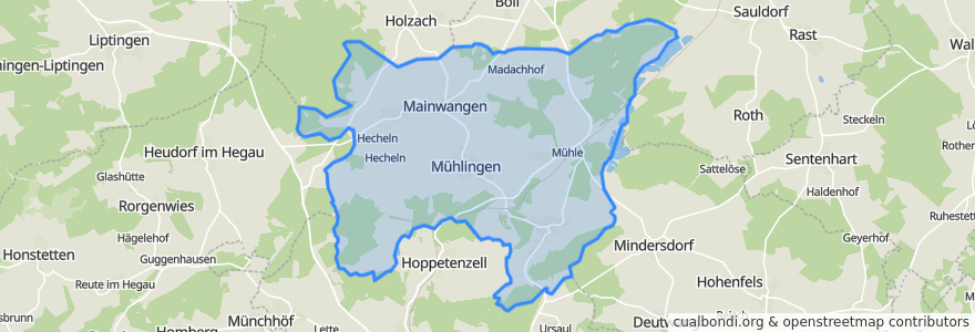 Mapa de ubicacion de Mühlingen.