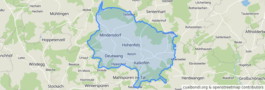 Mapa de ubicacion de Hohenfels.