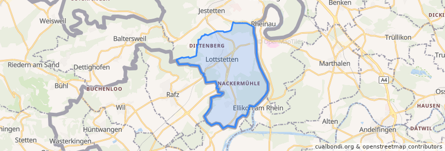 Mapa de ubicacion de Lottstetten.