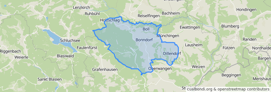 Mapa de ubicacion de Bonndorf im Schwarzwald.