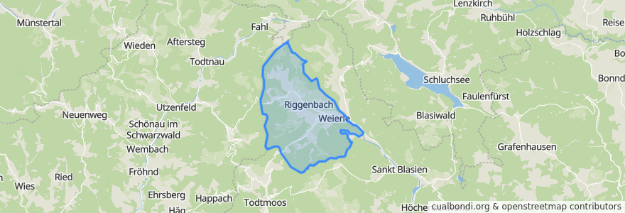 Mapa de ubicacion de Bernau im Schwarzwald.