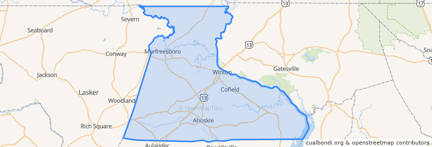 Mapa de ubicacion de Hertford County.