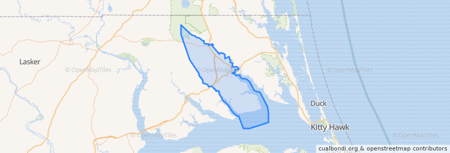 Mapa de ubicacion de Pasquotank County.