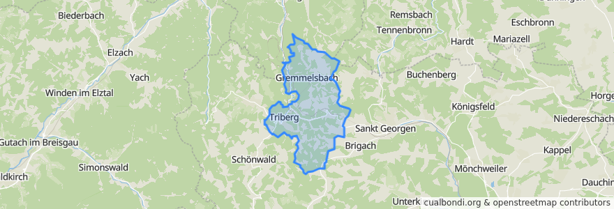 Mapa de ubicacion de Triberg im Schwarzwald.