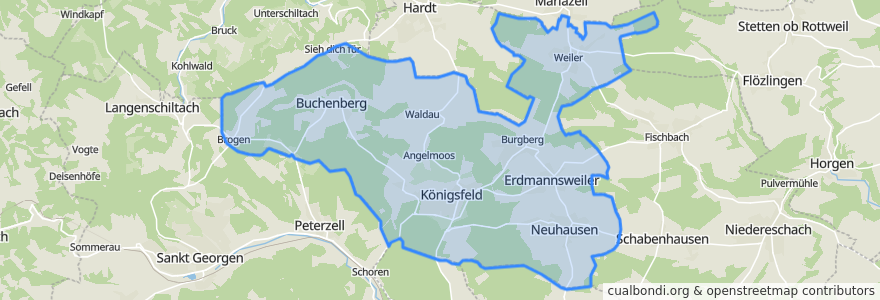 Mapa de ubicacion de Königsfeld im Schwarzwald.