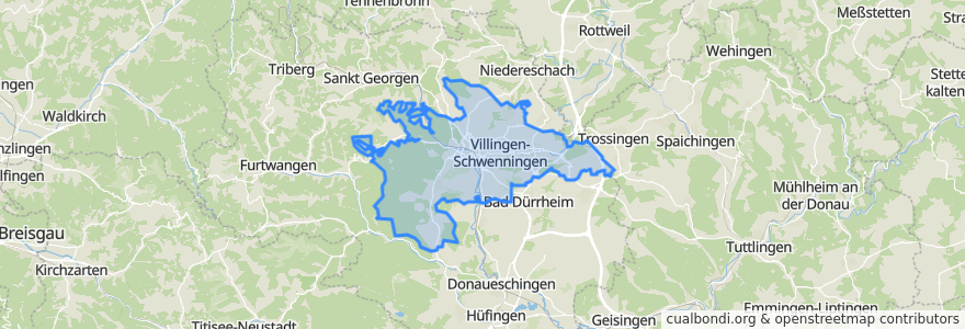 Mapa de ubicacion de Villingen-Schwenningen.