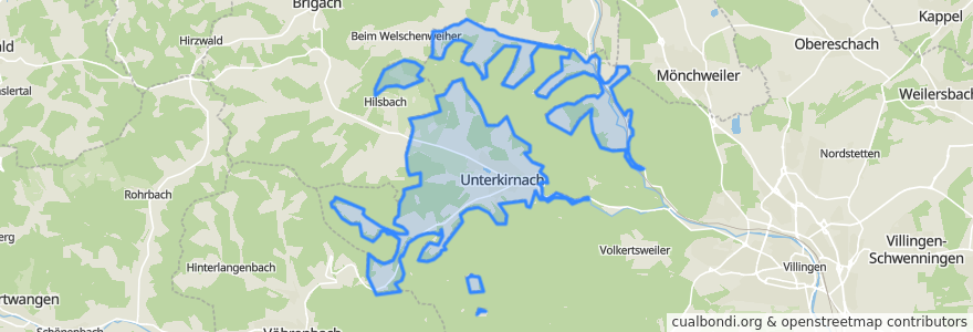 Mapa de ubicacion de Unterkirnach.