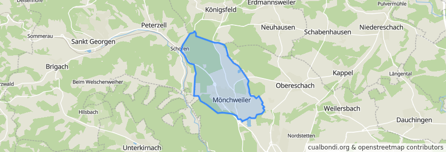 Mapa de ubicacion de Mönchweiler.