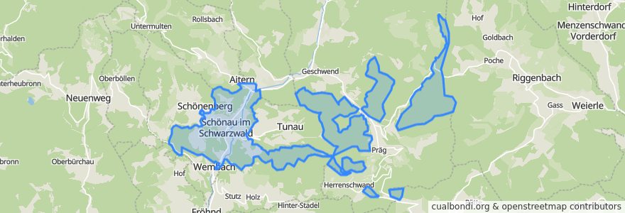 Mapa de ubicacion de Schönau im Schwarzwald.