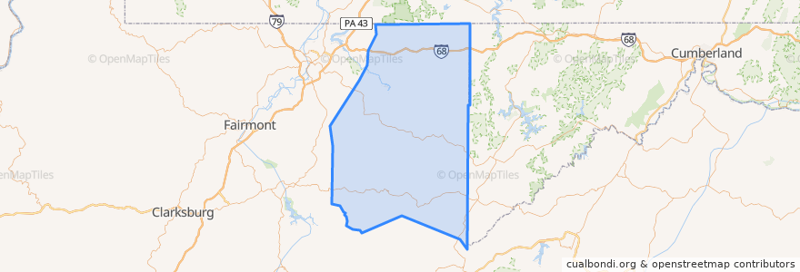 Mapa de ubicacion de Preston County.
