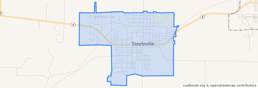 Mapa de ubicacion de Steeleville.