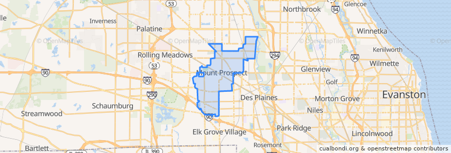 Mapa de ubicacion de Mount Prospect.