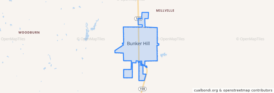 Mapa de ubicacion de Bunker Hill.