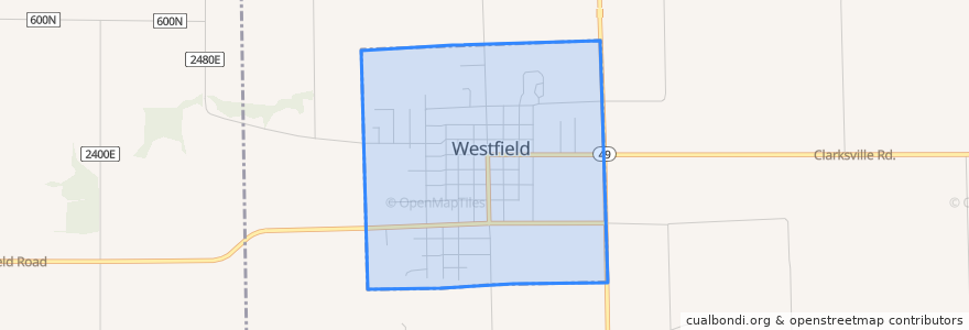 Mapa de ubicacion de Westfield.