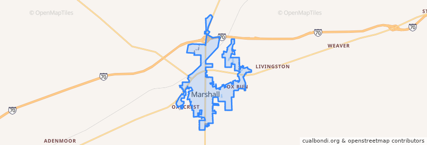 Mapa de ubicacion de Marshall.