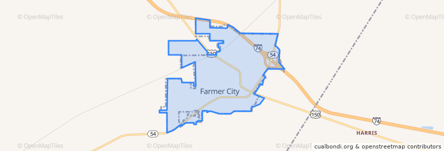 Mapa de ubicacion de Farmer City.