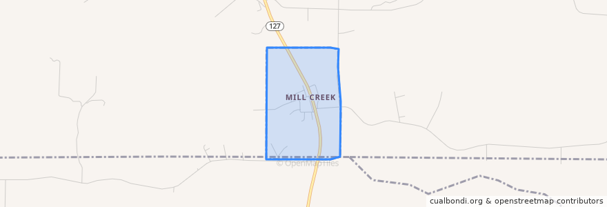 Mapa de ubicacion de Mill Creek.