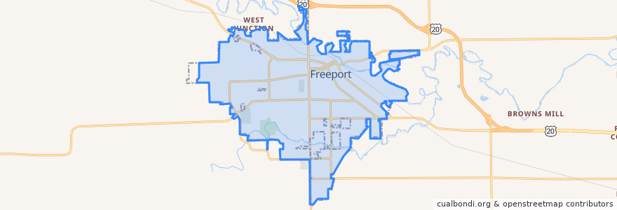 Mapa de ubicacion de Freeport.