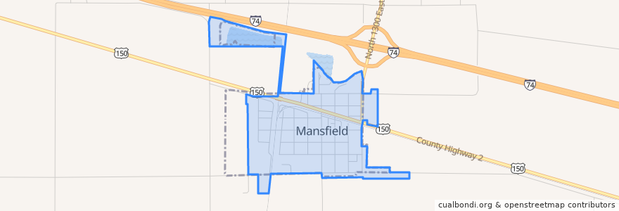 Mapa de ubicacion de Mansfield.