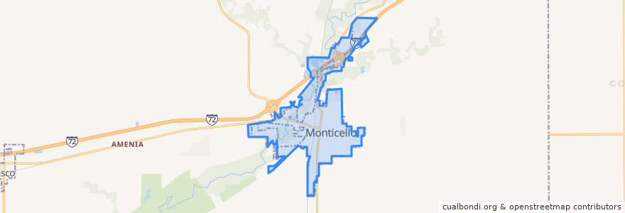 Mapa de ubicacion de Monticello.