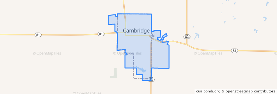 Mapa de ubicacion de Cambridge.