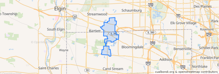 Mapa de ubicacion de Hanover Park.