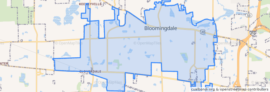 Mapa de ubicacion de Bloomingdale.