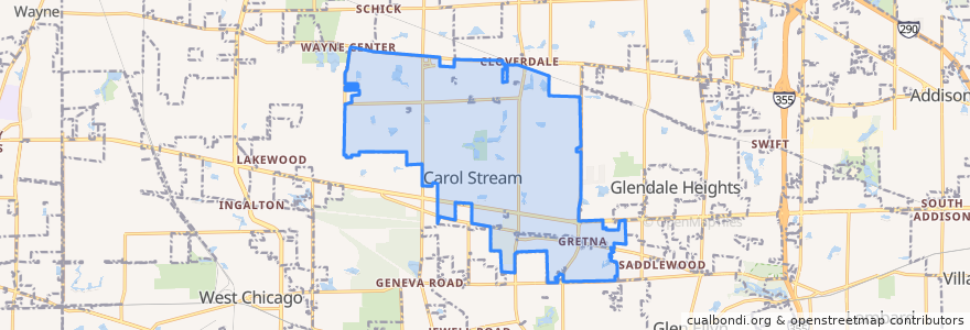 Mapa de ubicacion de Carol Stream.