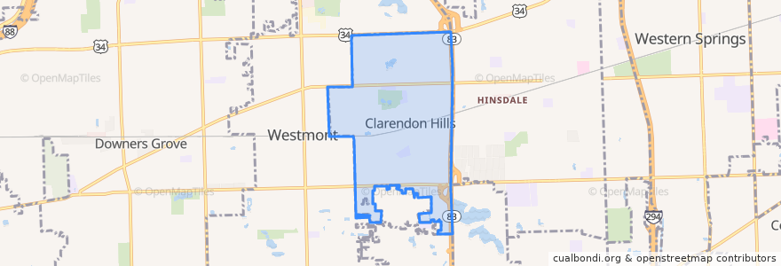 Mapa de ubicacion de Clarendon Hills.