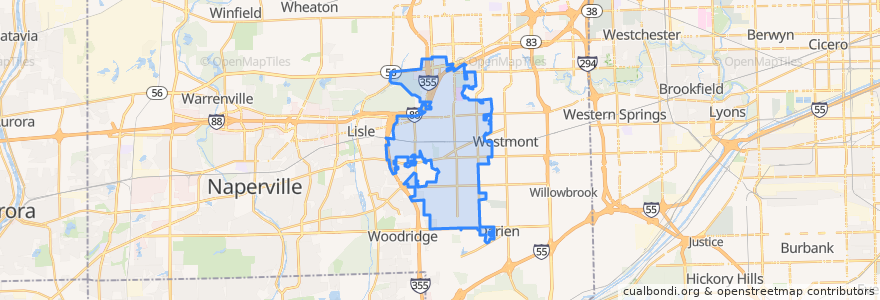 Mapa de ubicacion de Downers Grove.