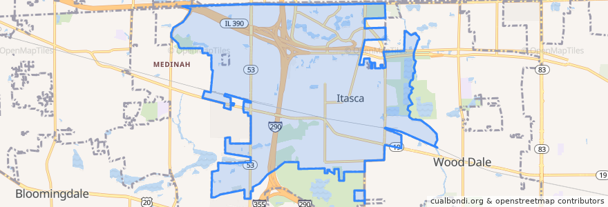 Mapa de ubicacion de Itasca.