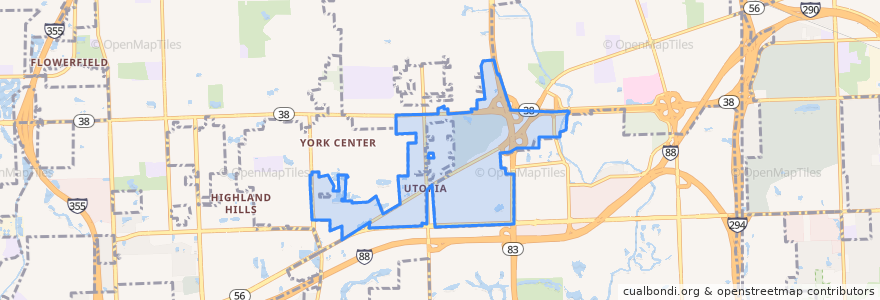 Mapa de ubicacion de Oakbrook Terrace.